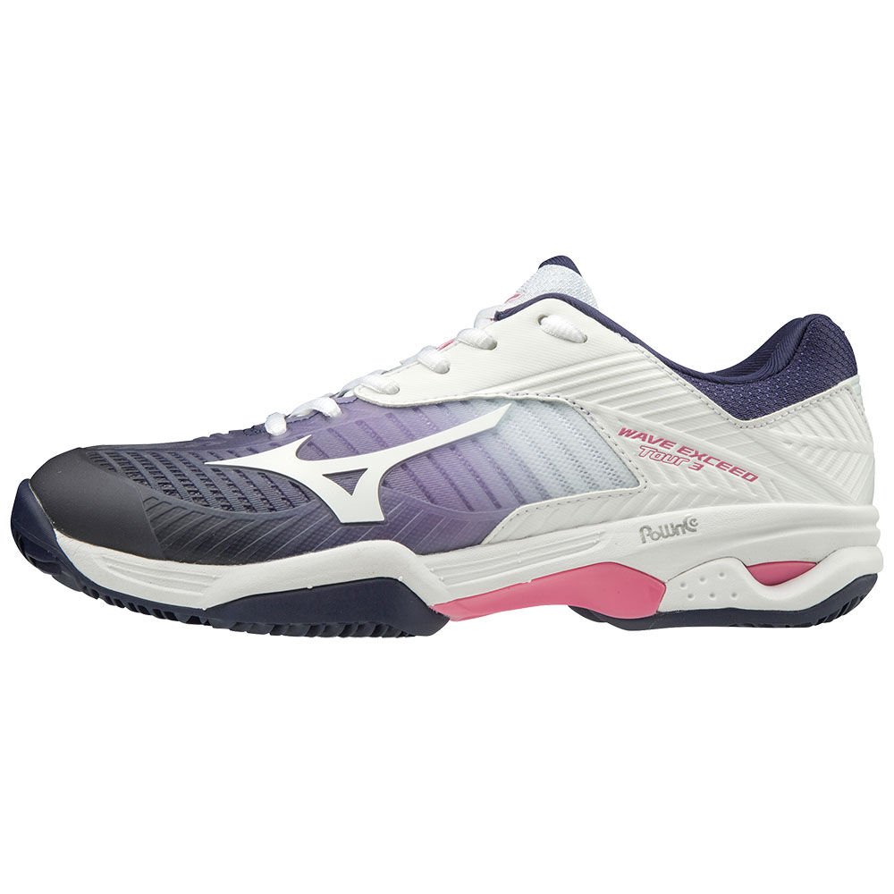 Mizuno Women's WAVE EXCEED TOUR 3CC Tennis Shoes White/Purple/Pink (61GC1875-SLU)